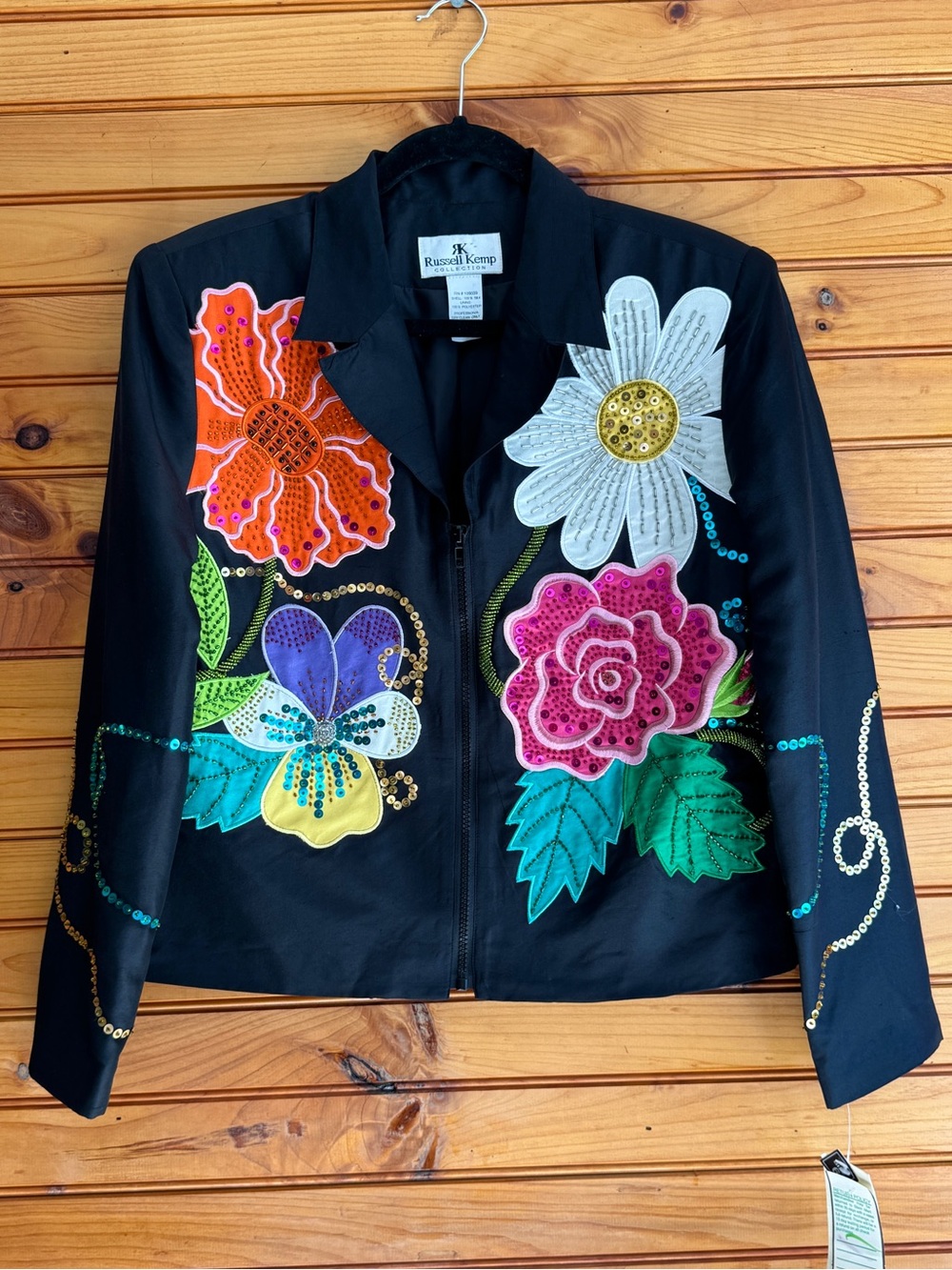 Russell Kemp Y2K Silk Jacket 6 NWT Beaded Floral Maximalist Art to Wear Vintage - Picture 1 of 16